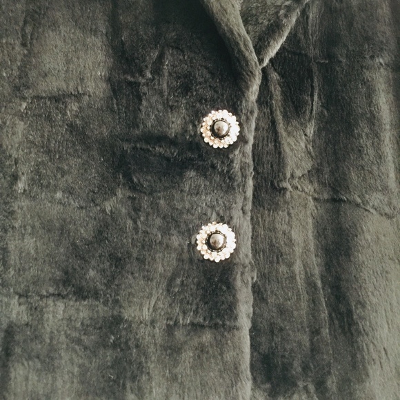 Nine West Fur Coat Jacket Fancy Black Thin Rabbit Lined Size M NWOT Vintage Y2K - Picture 3 of 10